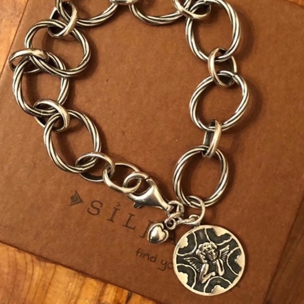 Rare Silpada Sterling Silver Guardian Angel Charm Bracelet B1959 - Picture 13 of 15